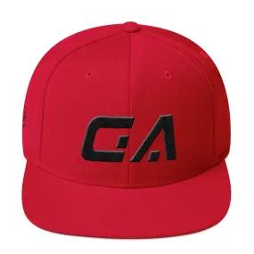 Georgia - Flat Brim Hat - Black Embroidery - GA - Many Hat Color Options Available