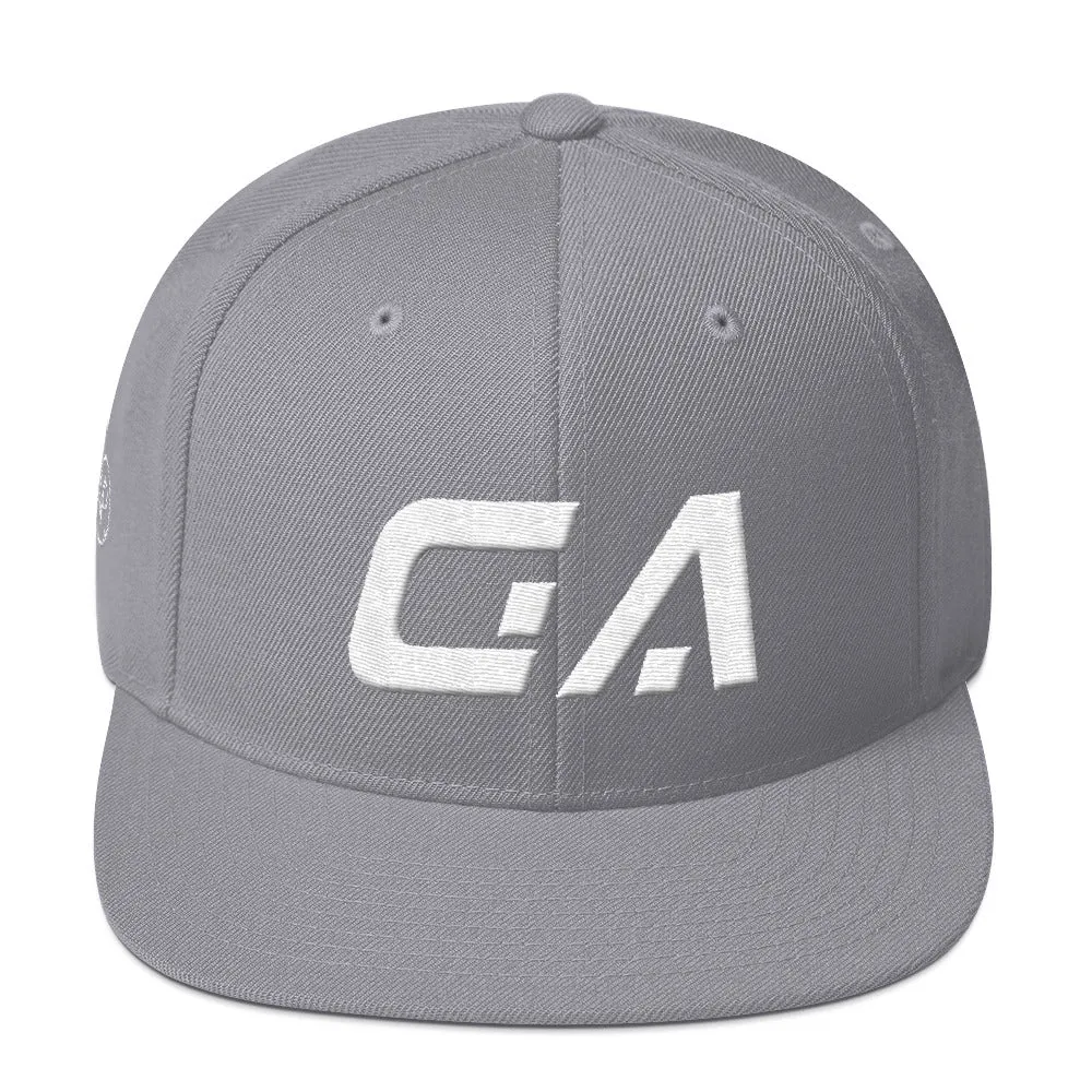 Georgia - Flat Brim Hat - White Embroidery - GA - Many Hat Color Options Available