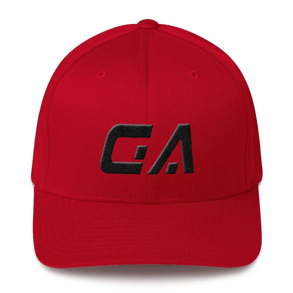 Georgia - Structured Twill Cap - Black Embroidery - GA - Many Hat Color Options Available