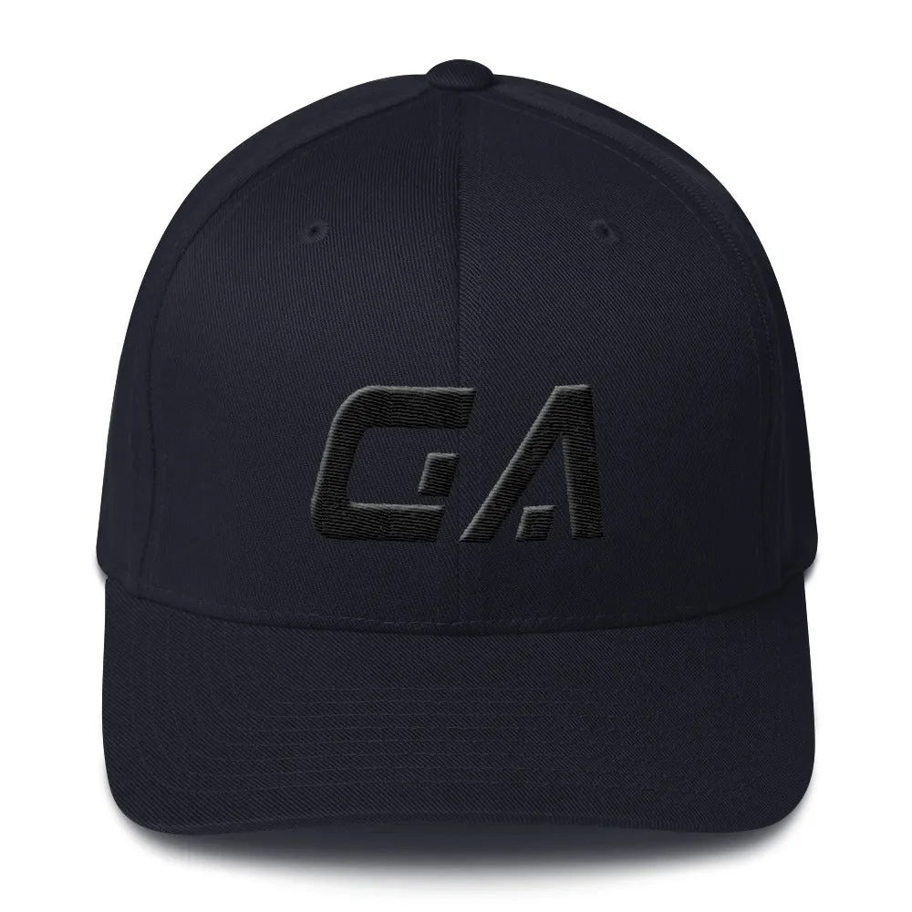 Georgia - Structured Twill Cap - Black Embroidery - GA - Many Hat Color Options Available