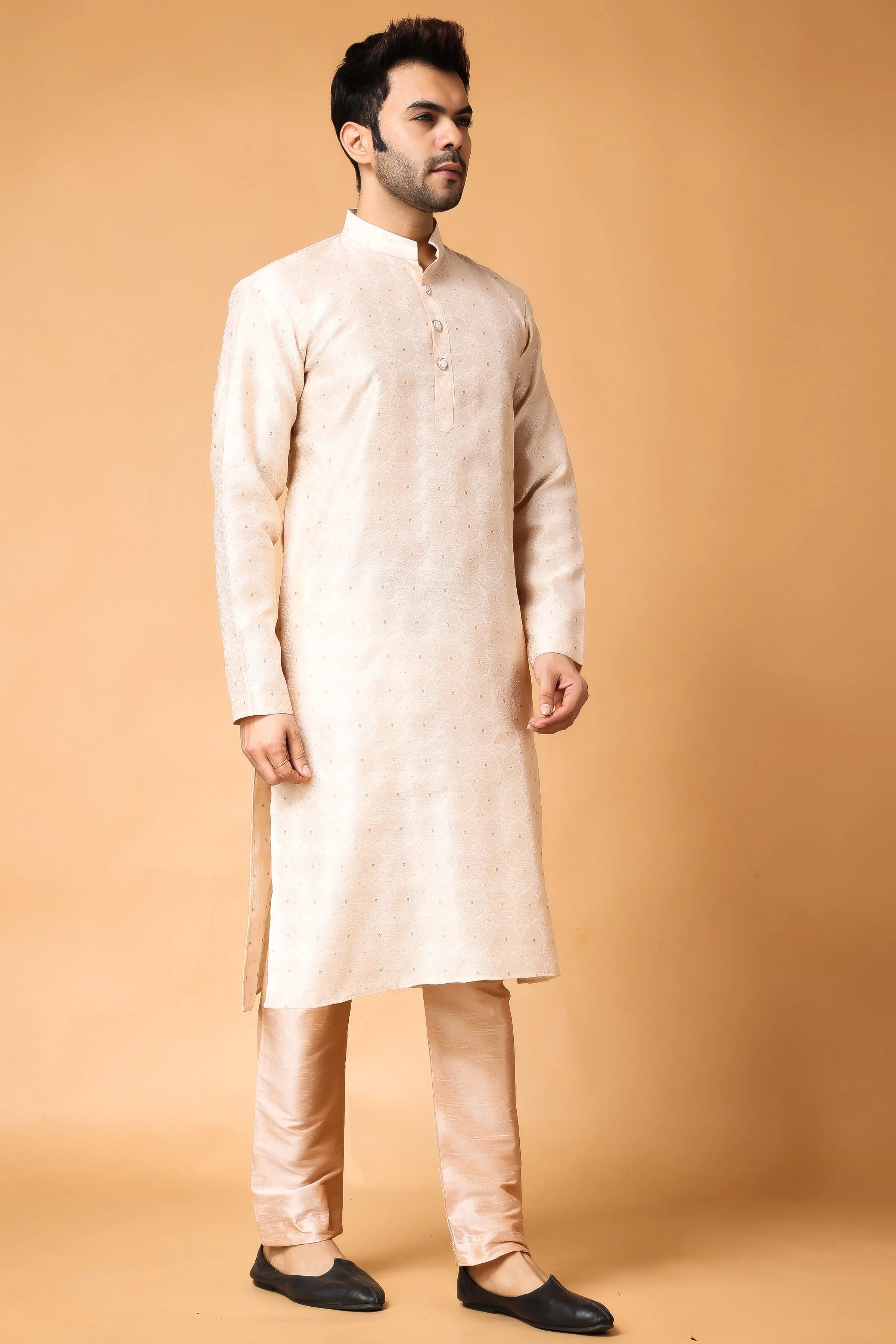 Gold Corn Embroidered Kurta