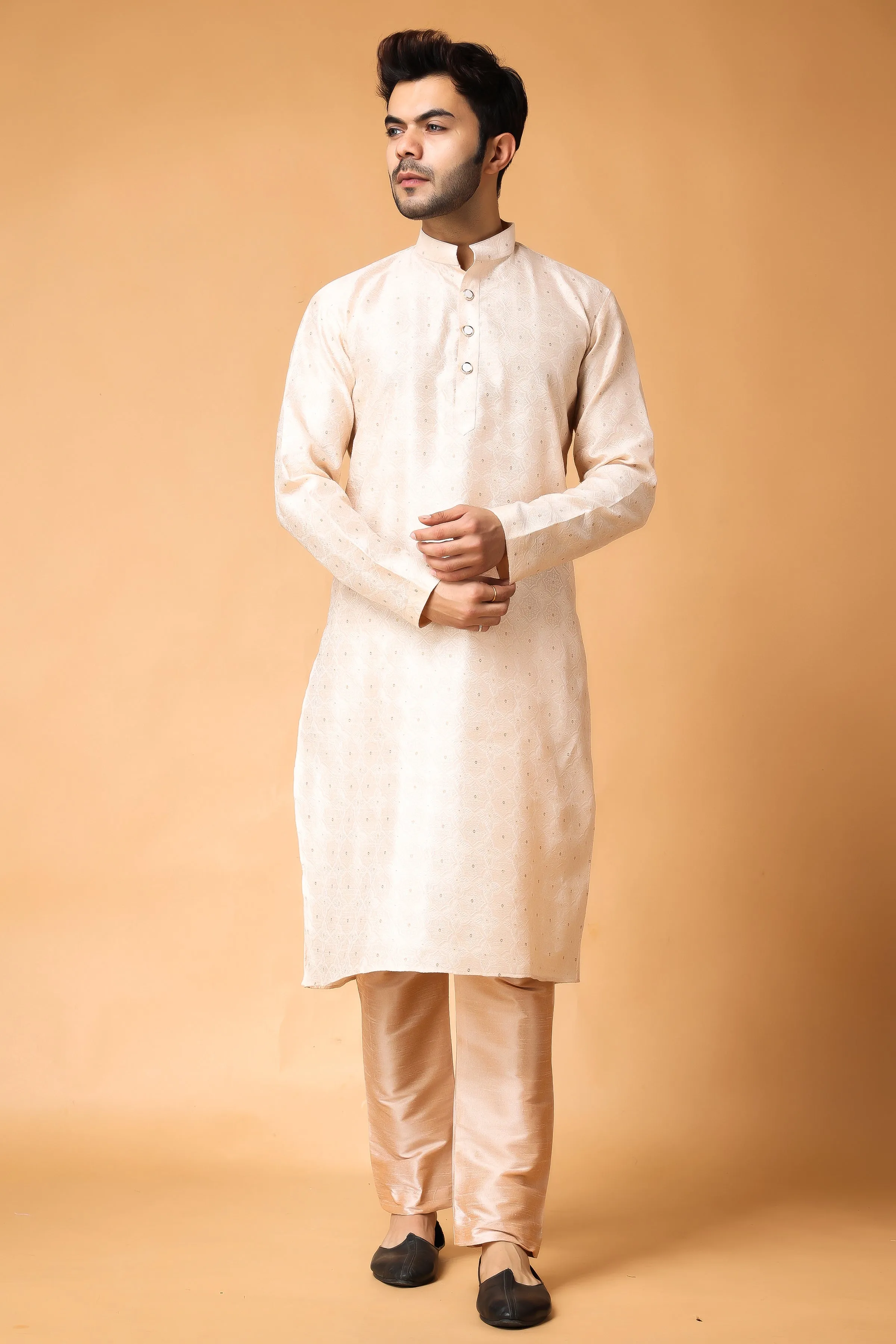 Gold Corn Embroidered Kurta