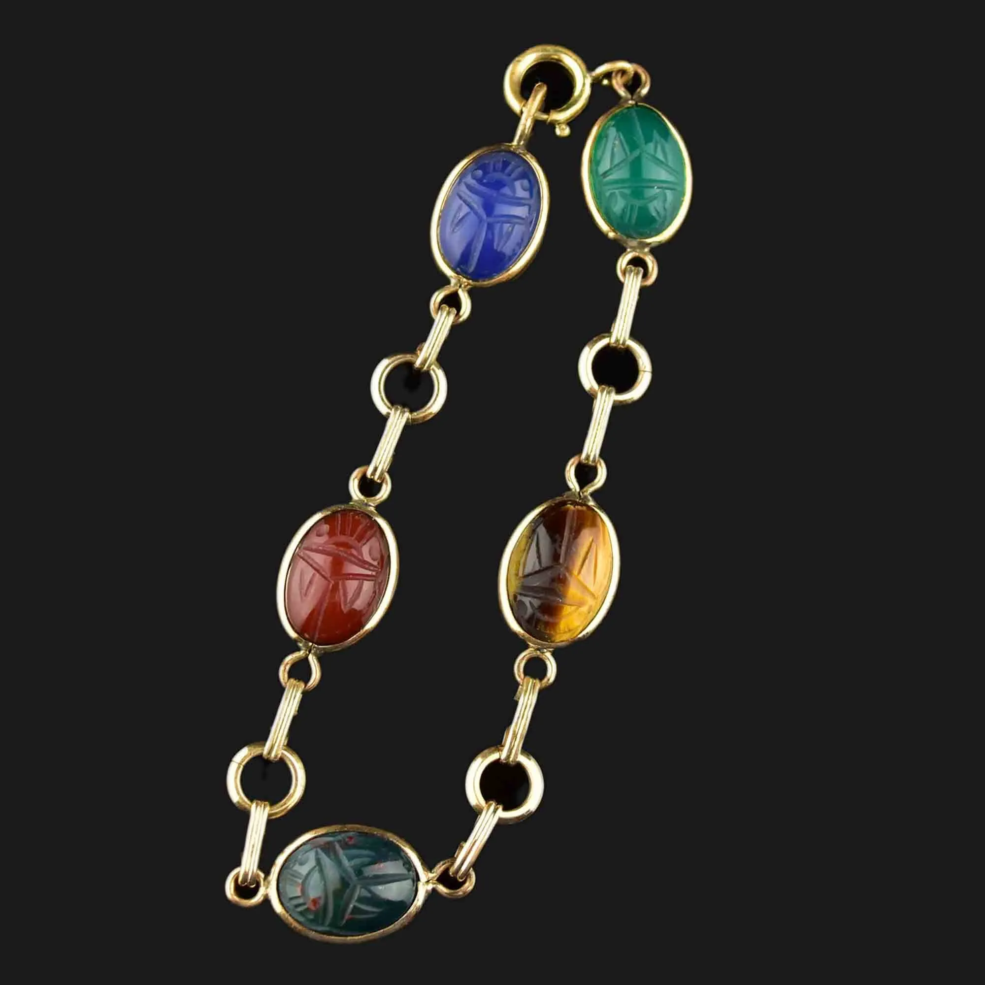 Gold Scarab Egyptian Beetle Bug Bracelet