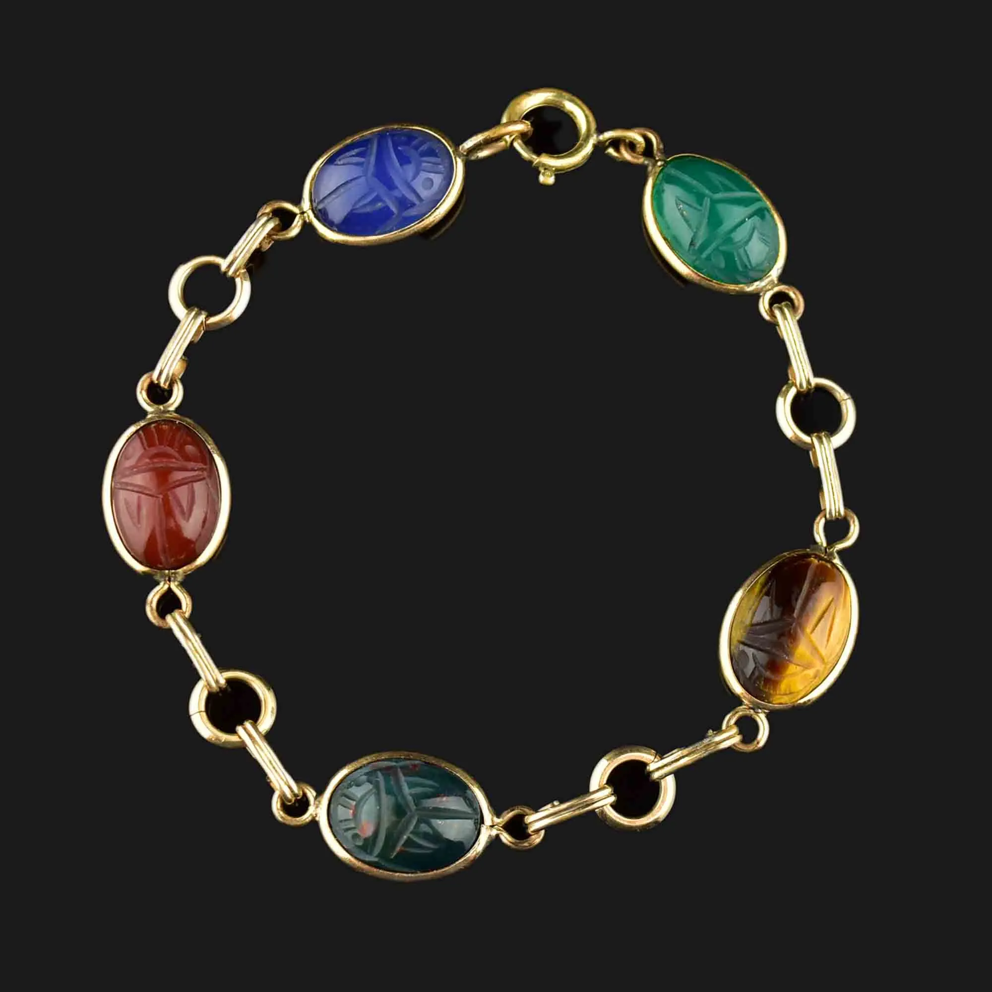 Gold Scarab Egyptian Beetle Bug Bracelet