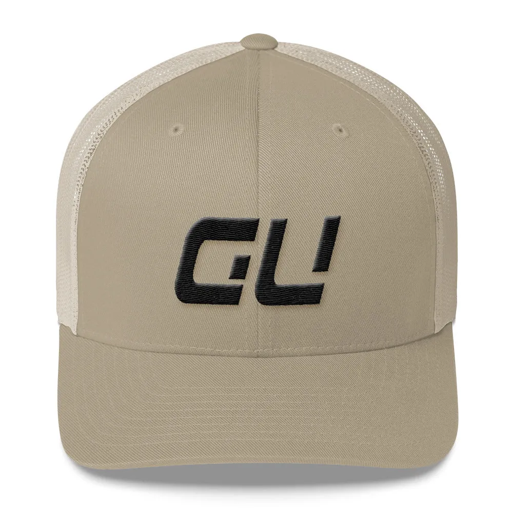 Guam - Mesh Back Trucker Cap - Black Embroidery - GU - Many Hat Color Options Available