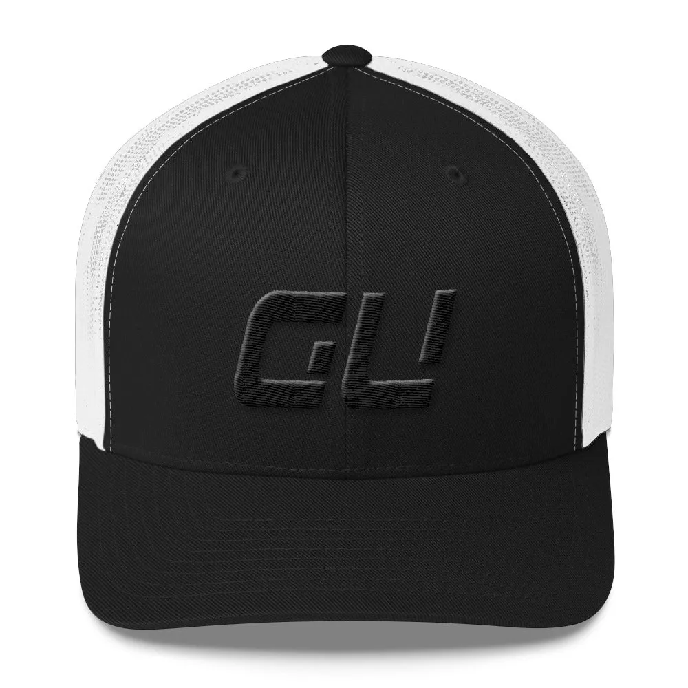 Guam - Mesh Back Trucker Cap - Black Embroidery - GU - Many Hat Color Options Available