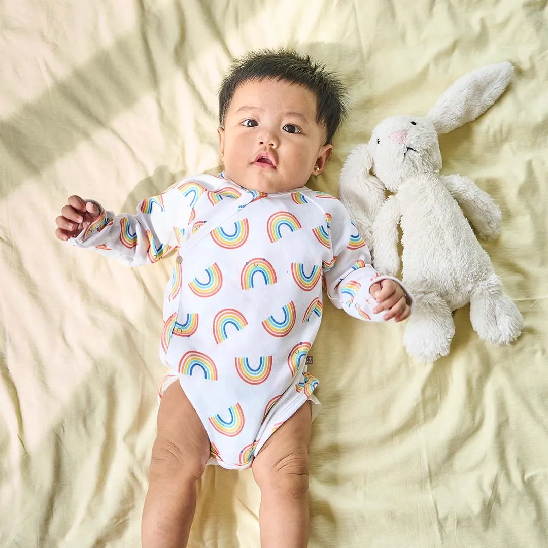 Happy Days Baby Long Sleeve Kimono Romper (Rainbow)