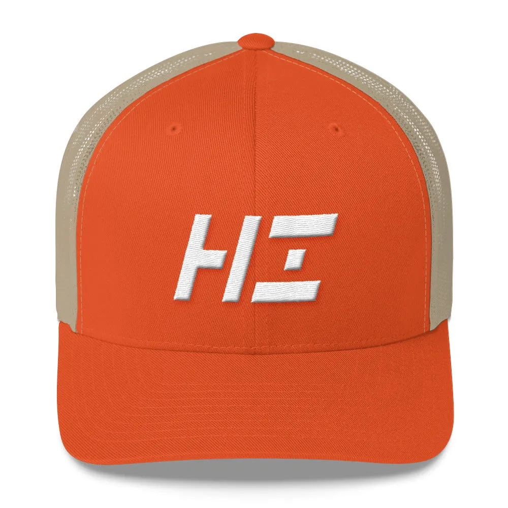 Hawaii - Mesh Back Trucker Cap - White Embroidery - HI - Many Hat Color Options Available