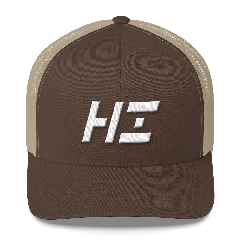 Hawaii - Mesh Back Trucker Cap - White Embroidery - HI - Many Hat Color Options Available