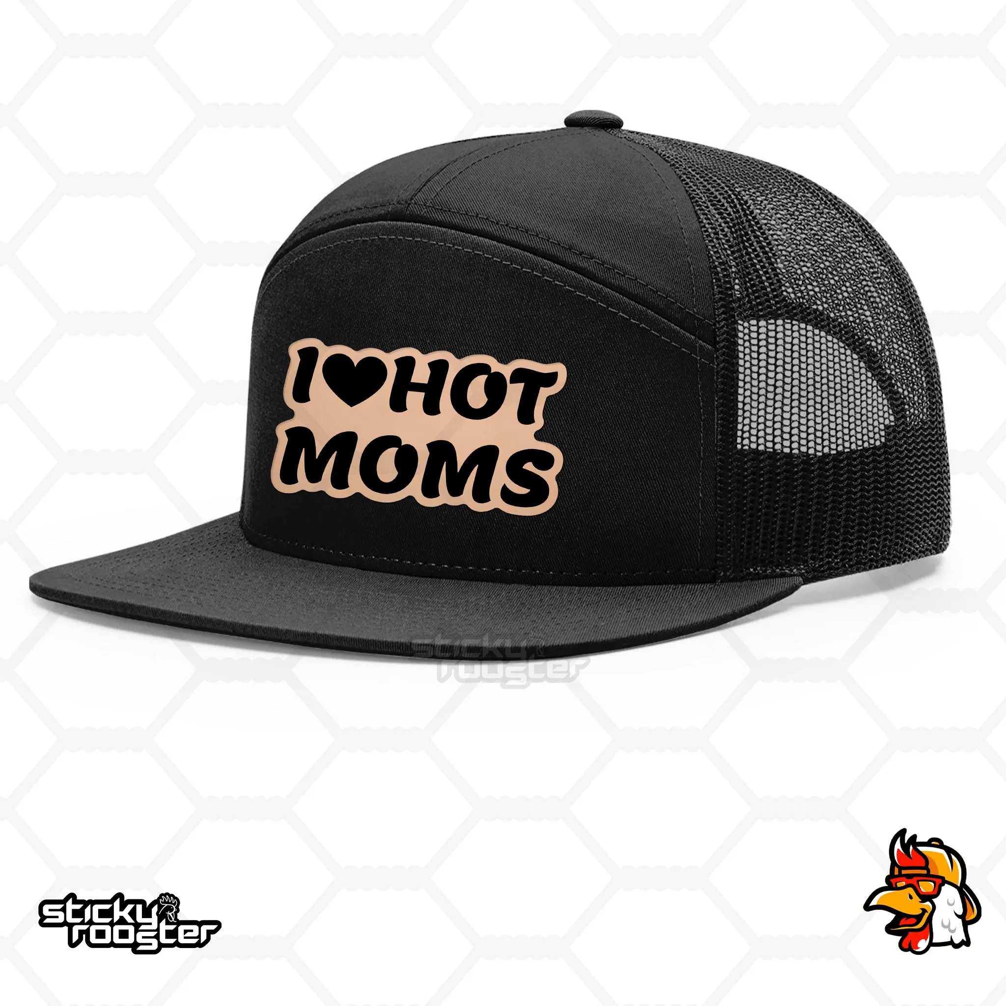 I Love Hot Moms Leather Patch hat