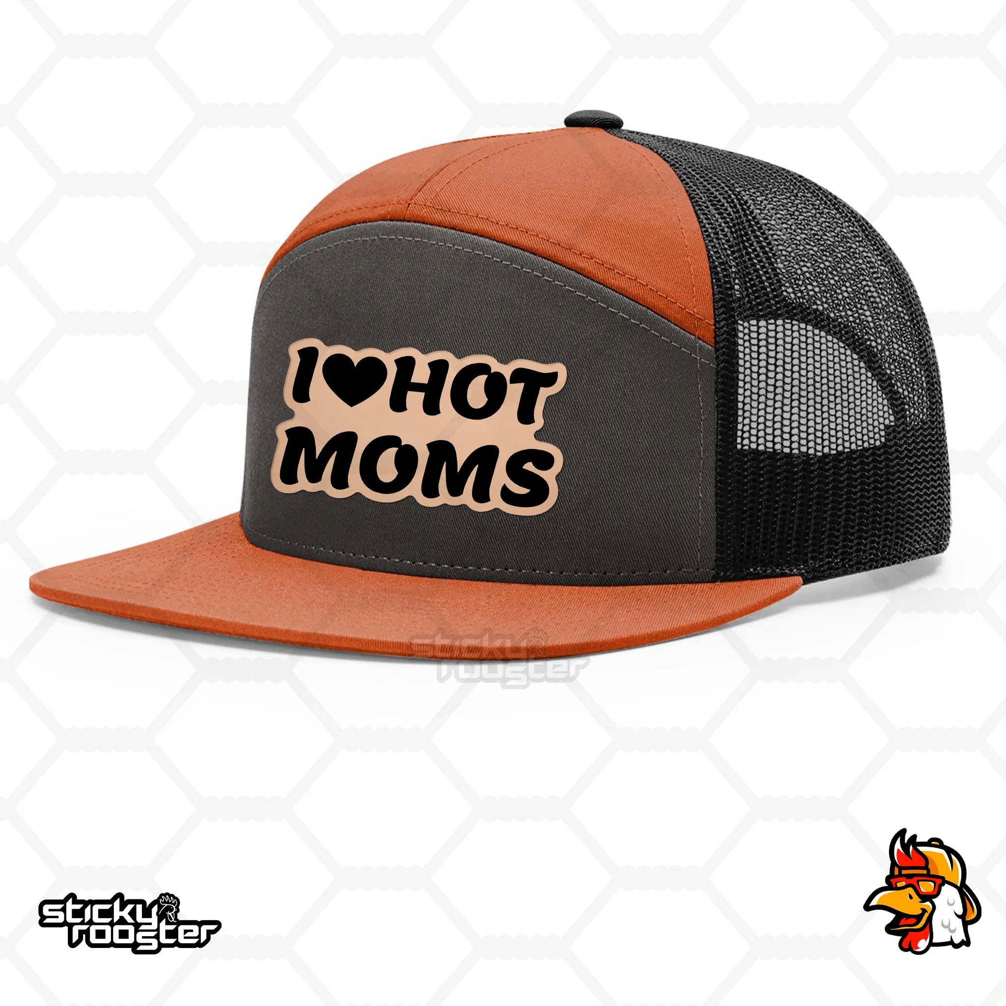 I Love Hot Moms Leather Patch hat