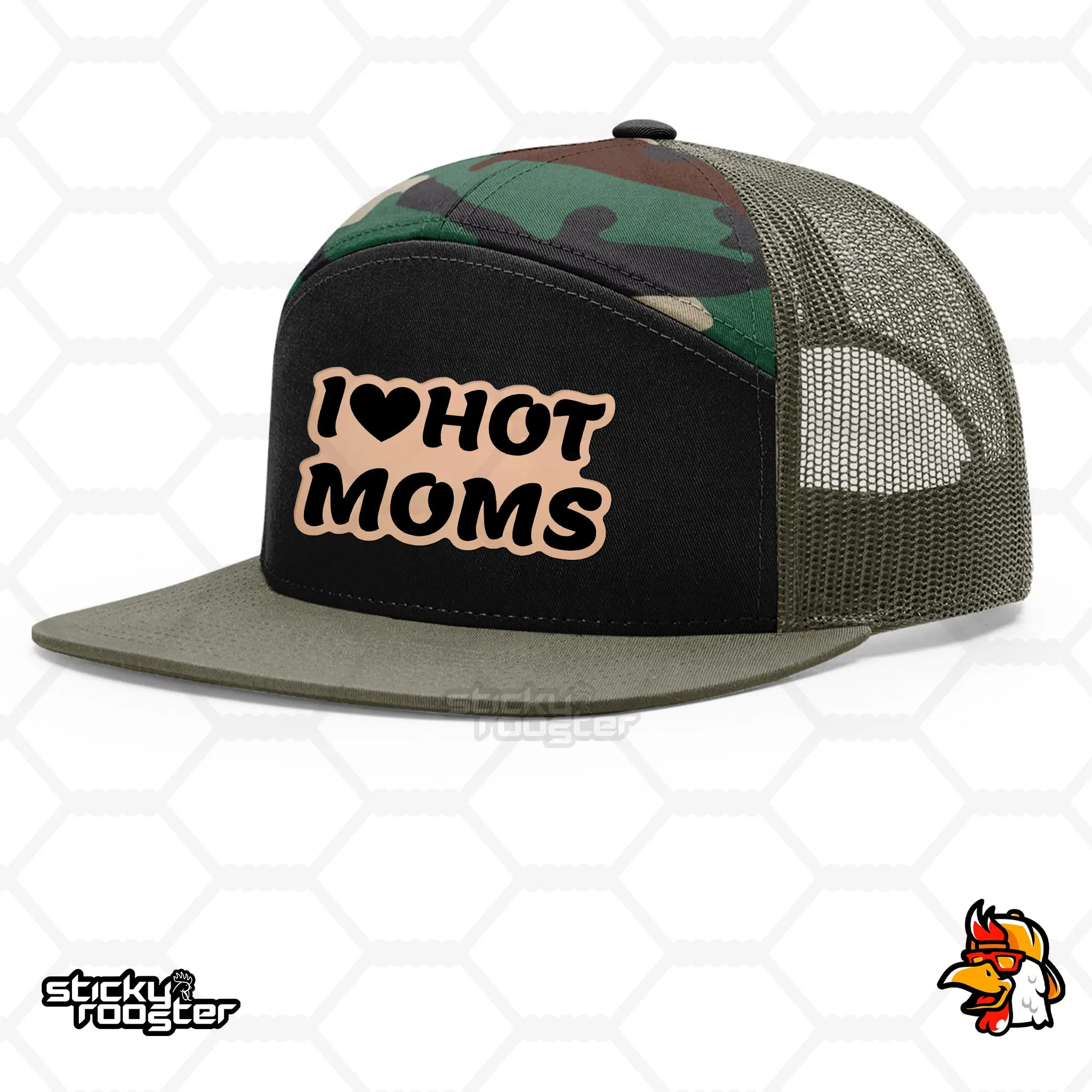 I Love Hot Moms Leather Patch hat