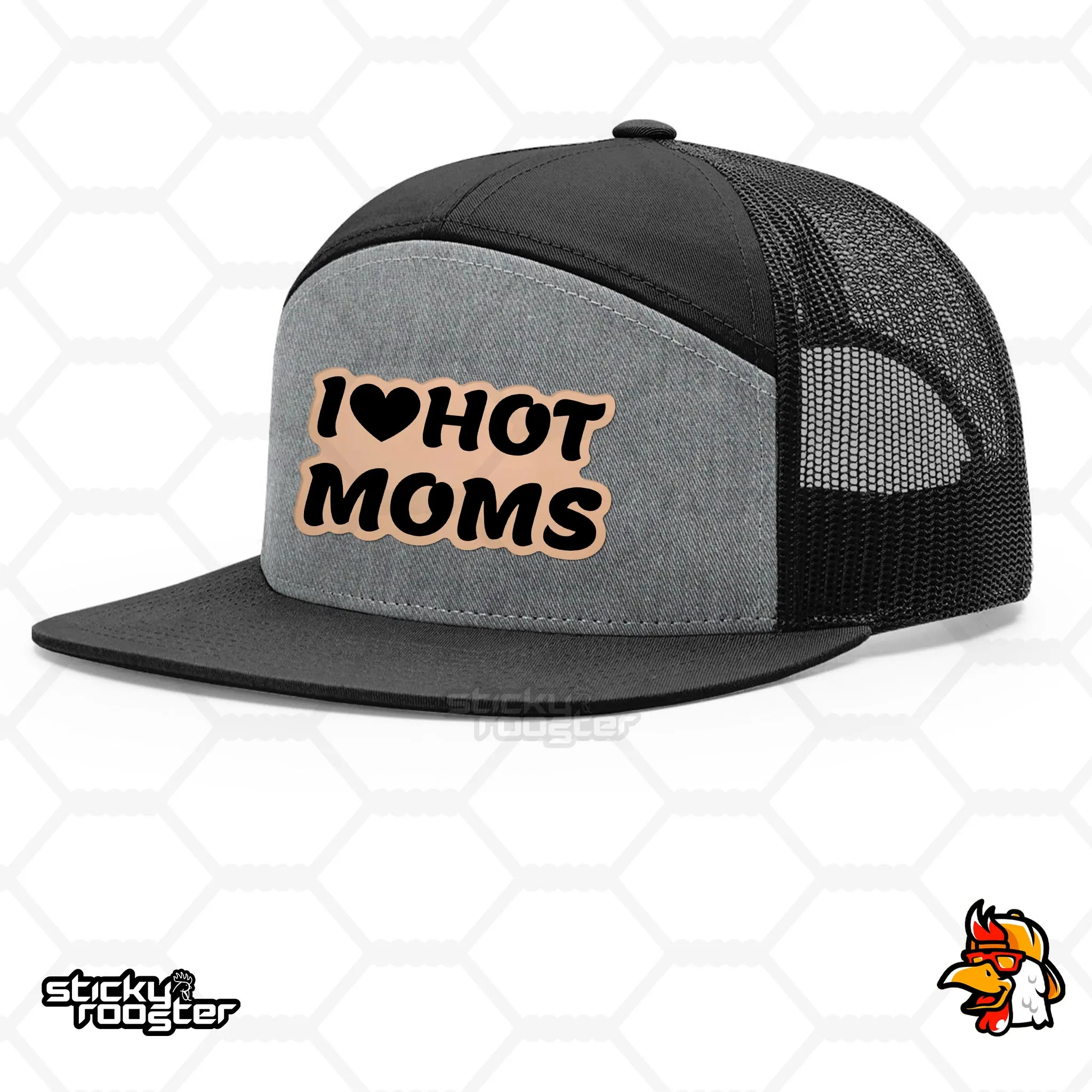 I Love Hot Moms Leather Patch hat