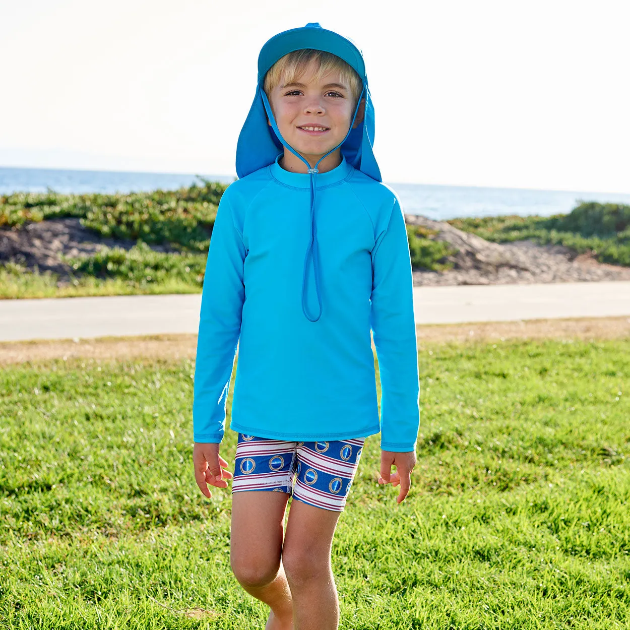 Island Blue Kids Long Sleeve Rash Guard Top UPF 50 