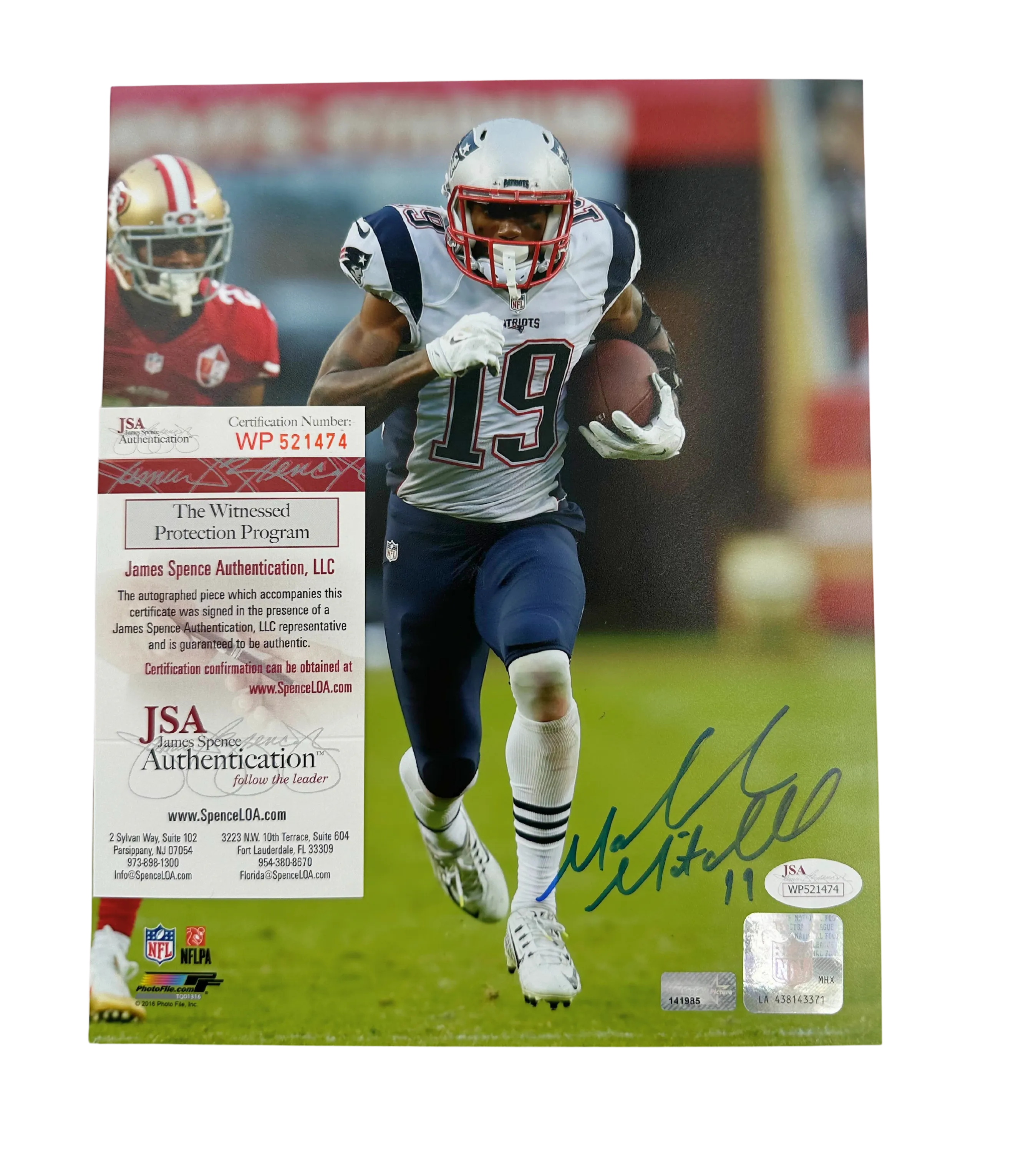 JSA Authenticated Wide Receiver #19 Autographed Game Photo