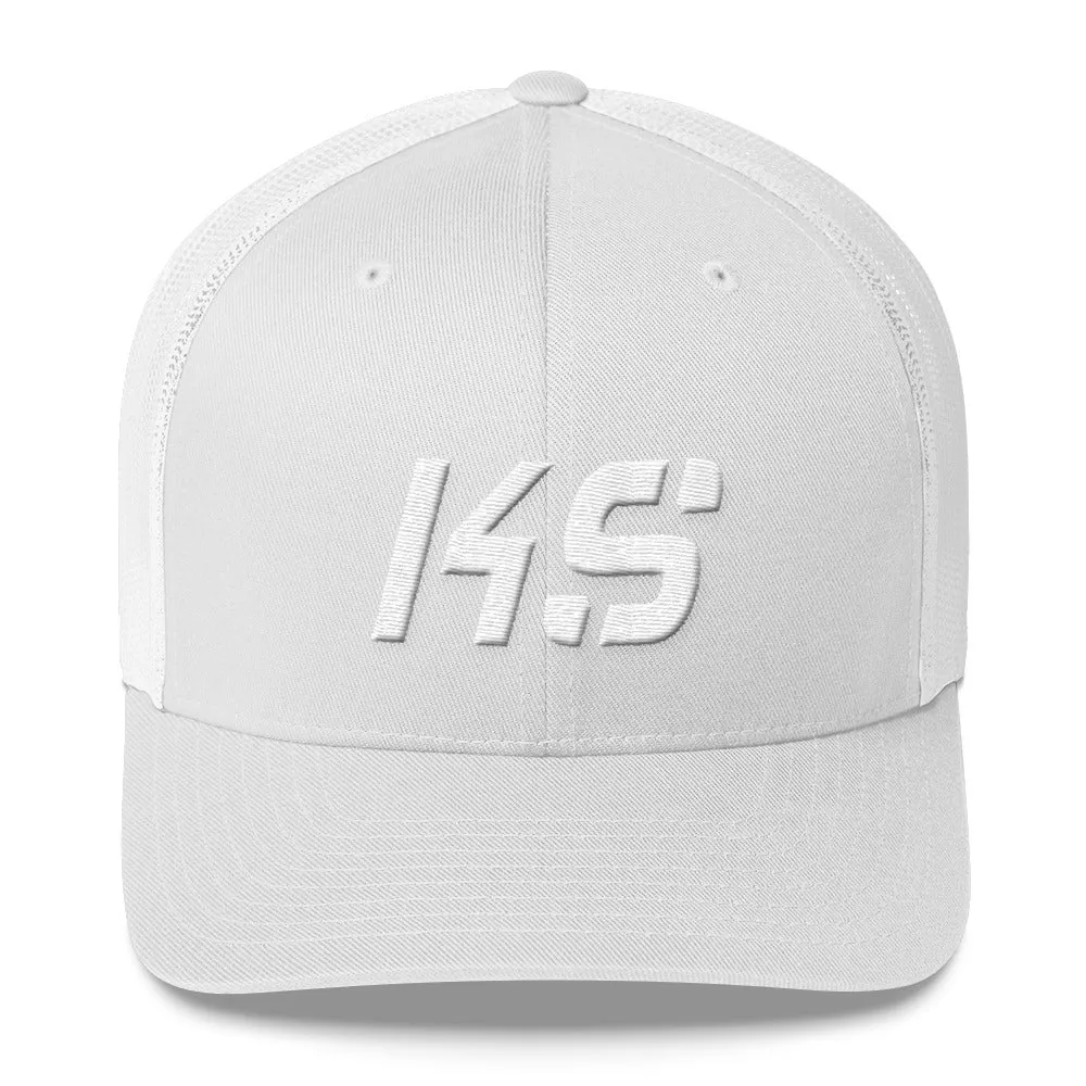 Kansas - Mesh Back Trucker Cap - White Embroidery - KS - Many Hat Color Options Available