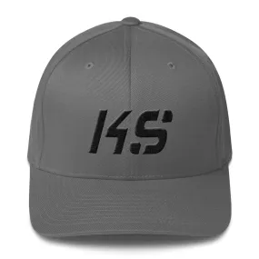 Kansas - Structured Twill Cap - Black Embroidery - KS - Many Hat Color Options Available