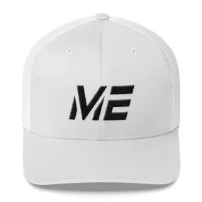 Maine - Mesh Back Trucker Cap - Black Embroidery - ME - Many Hat Color Options Available