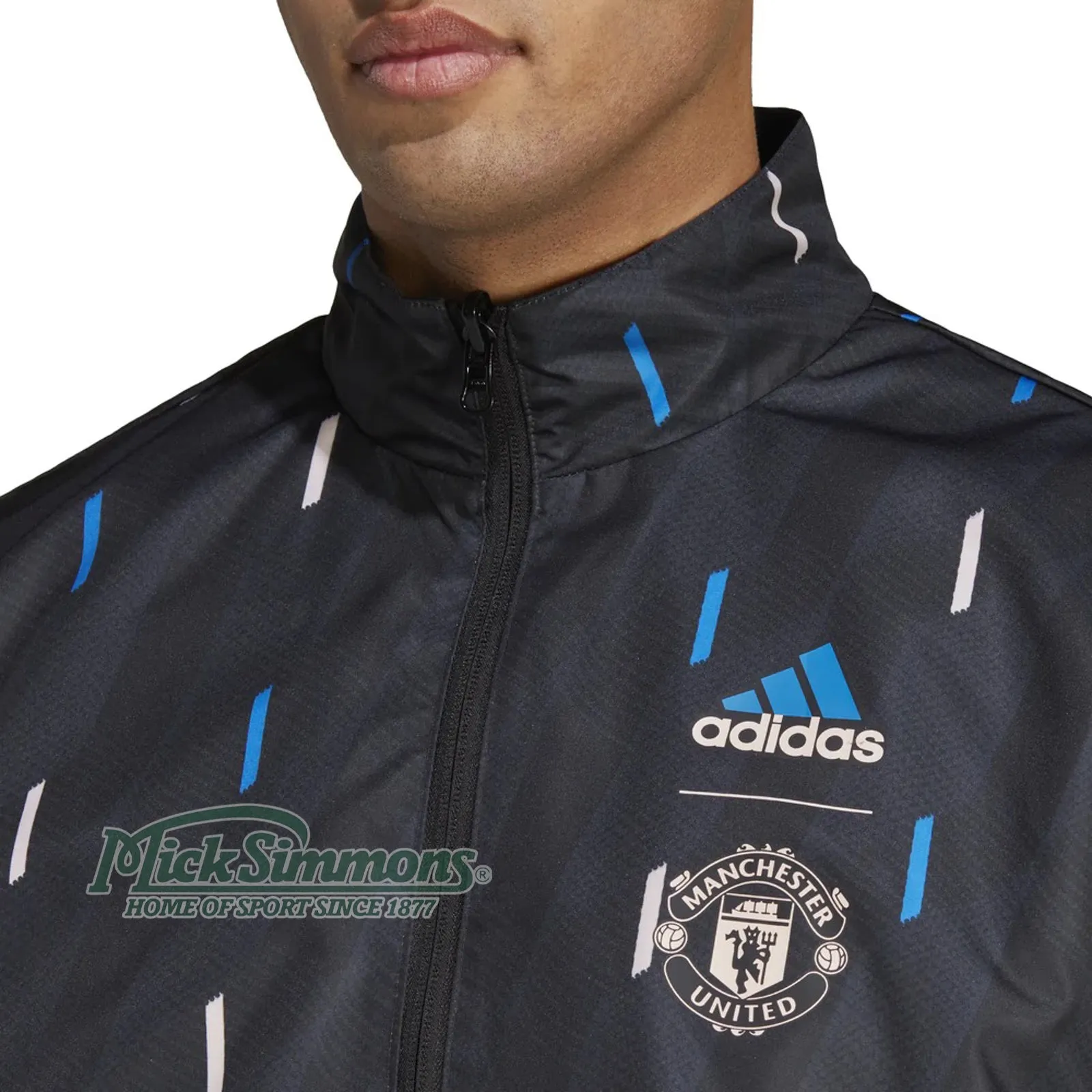 Manchester United FC 2022/23 Reversible Anthem Jacket Football Soccer Black  by Adidas