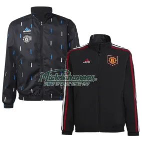 Manchester United FC 2022/23 Reversible Anthem Jacket Football Soccer Black  by Adidas