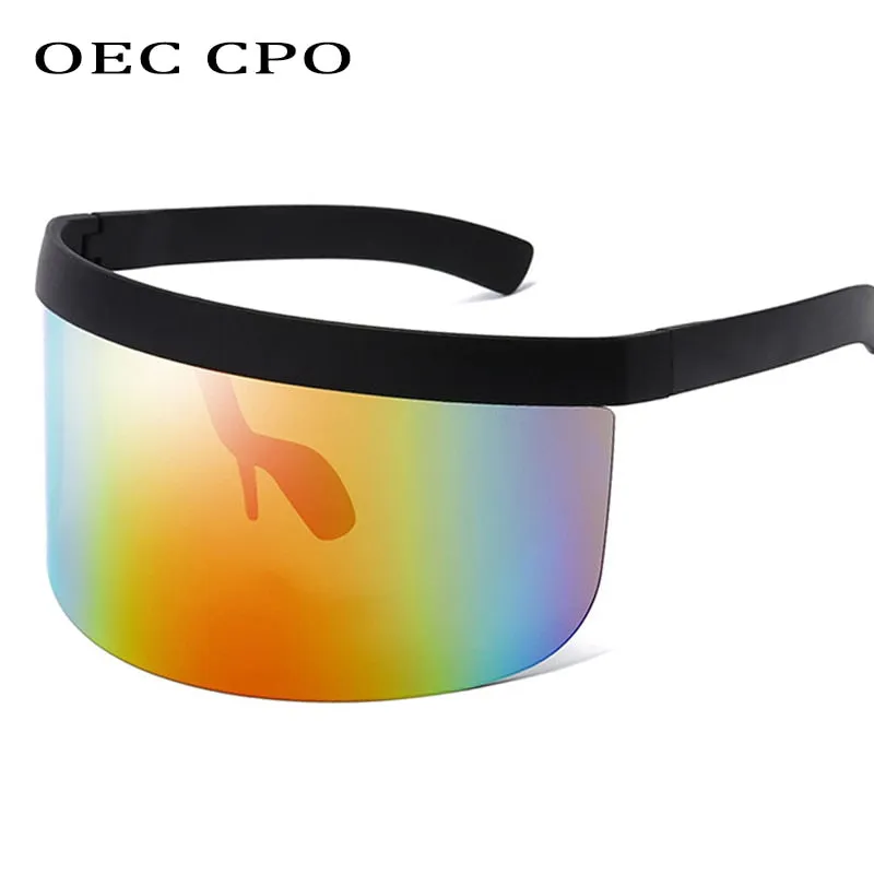 OEC CPO Fashion Sunglasses Women Men Brand Design Goggle Sun Glasses Big Frame Shield Visor Men Windproof Glasses O44