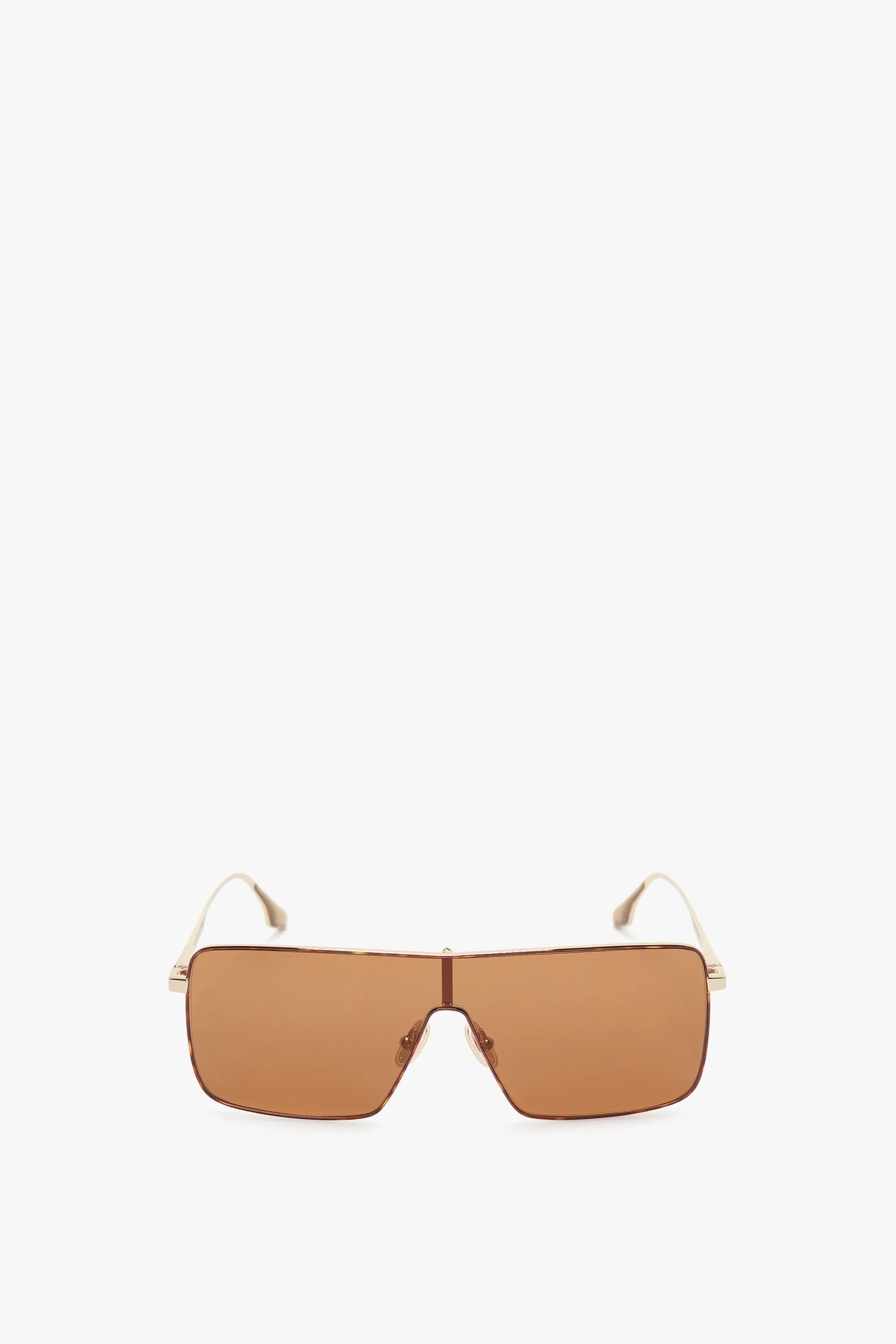 Rectangular Visor Gold-Framed Sunglasses