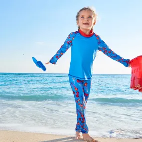 Red Jellyfish 2pc Rash Guard Set UPF 50  for Girls