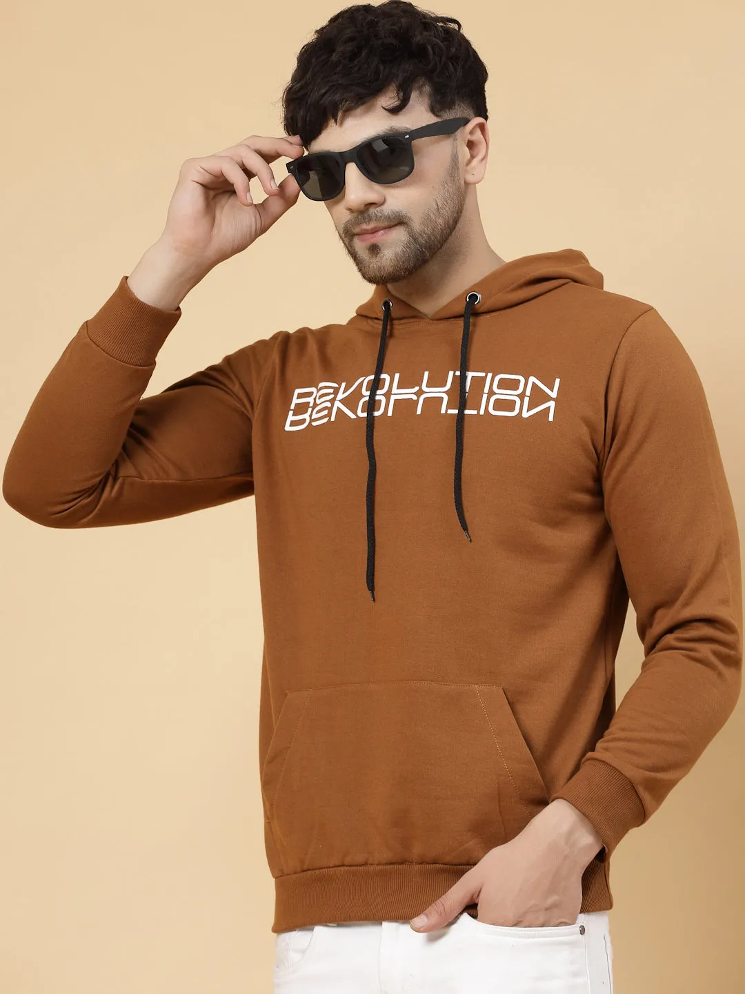 Revolutions Printed Hooded Neck Fleece Sweatshirt