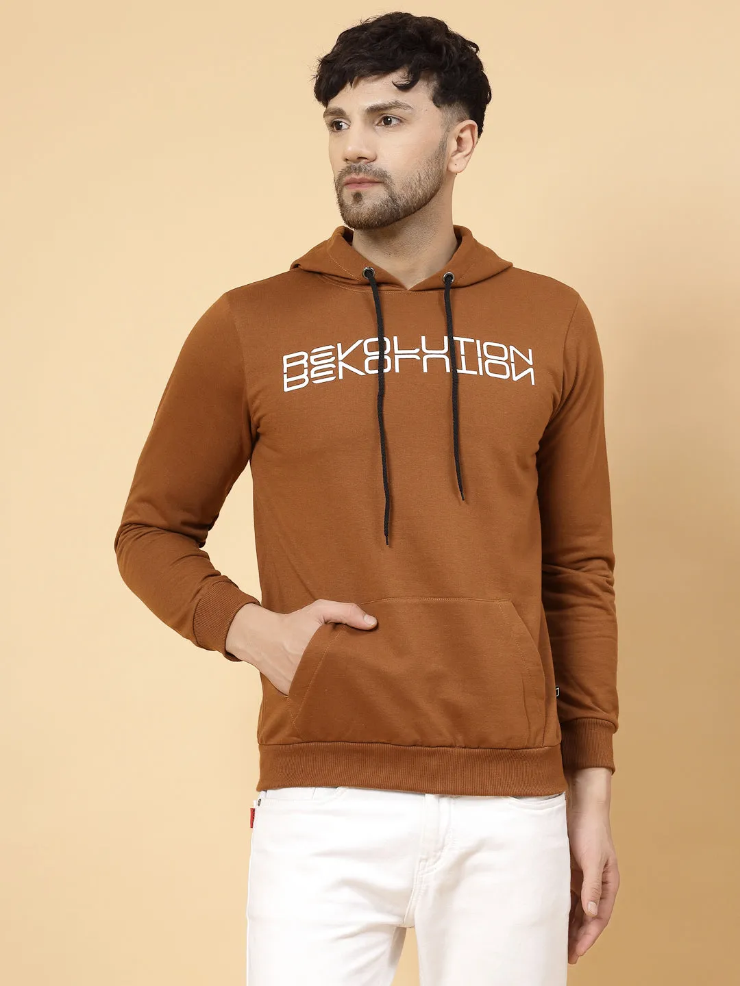 Revolutions Printed Hooded Neck Fleece Sweatshirt