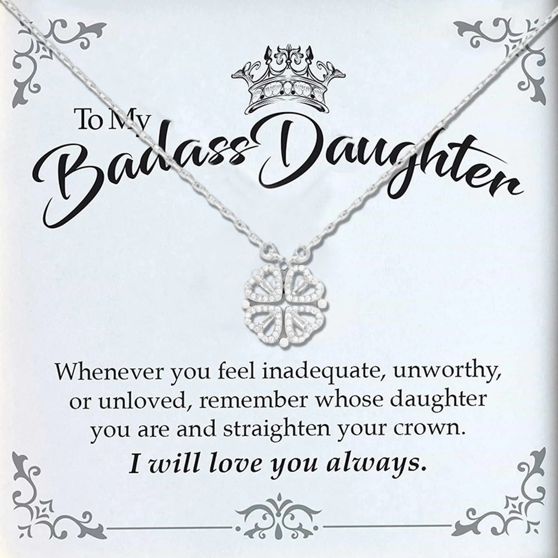 To My Badass Daughter Necklace-Fold love