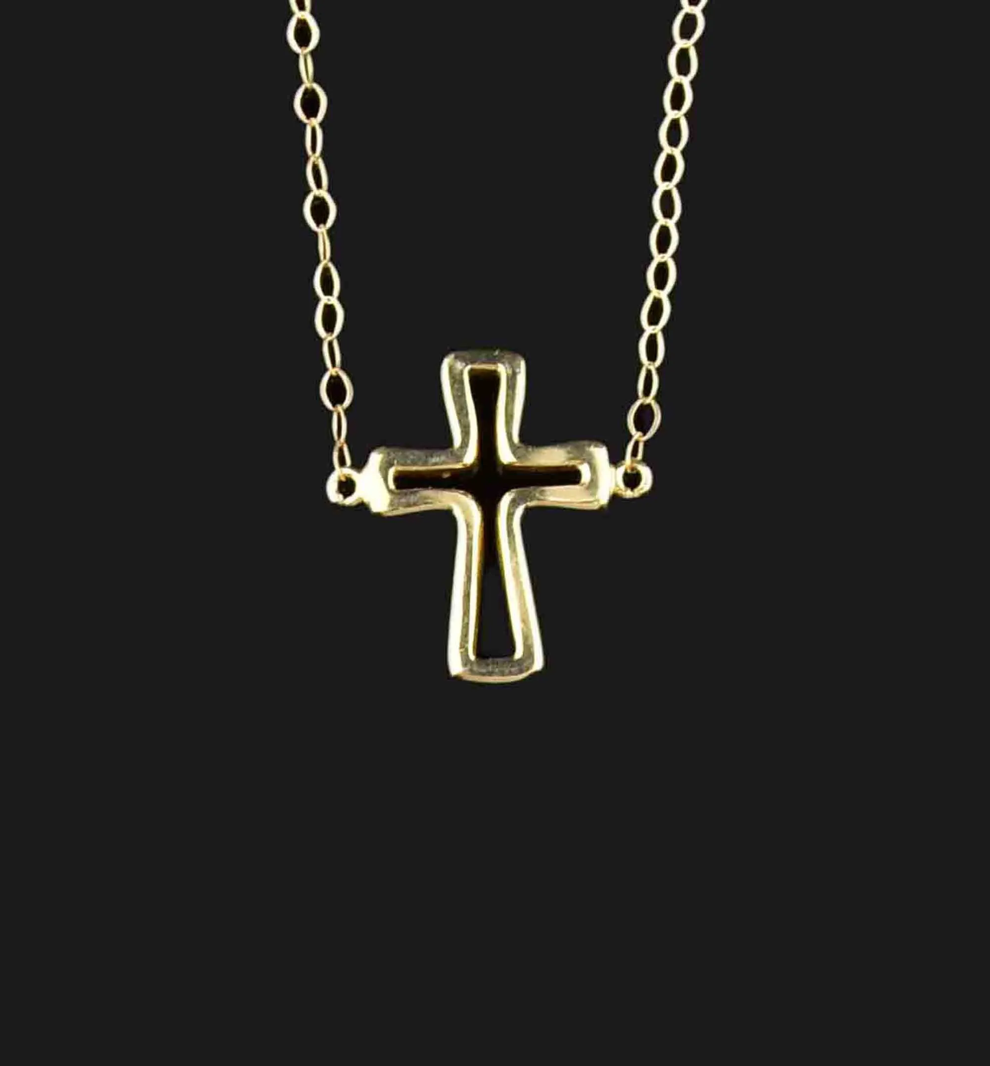 Vintage 10K Gold Cutout Cross Necklace