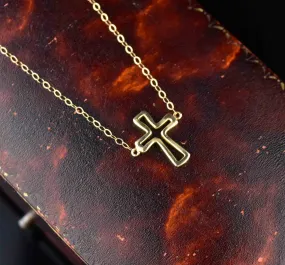 Vintage 10K Gold Cutout Cross Necklace