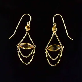 Vintage 14K Gold Citrine Drop Earrings