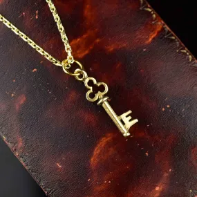 Vintage 14K Gold E Monogram Key Necklace