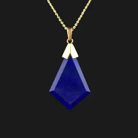 Vintage 14K Gold Lapis Lazuli Pendant Necklace