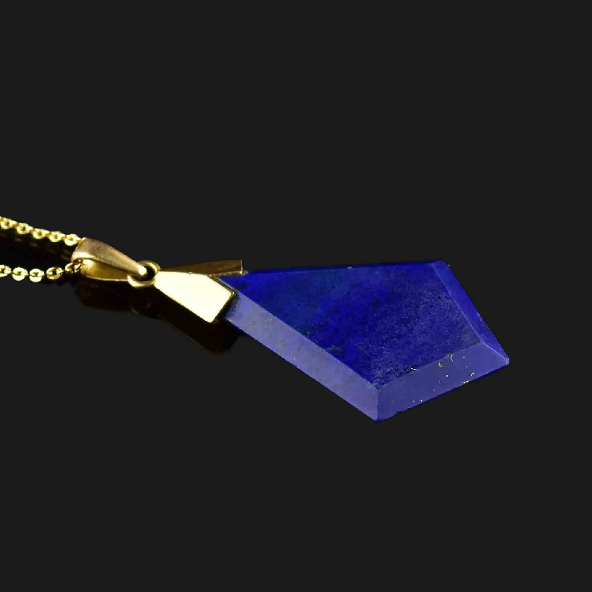 Vintage 14K Gold Lapis Lazuli Pendant Necklace