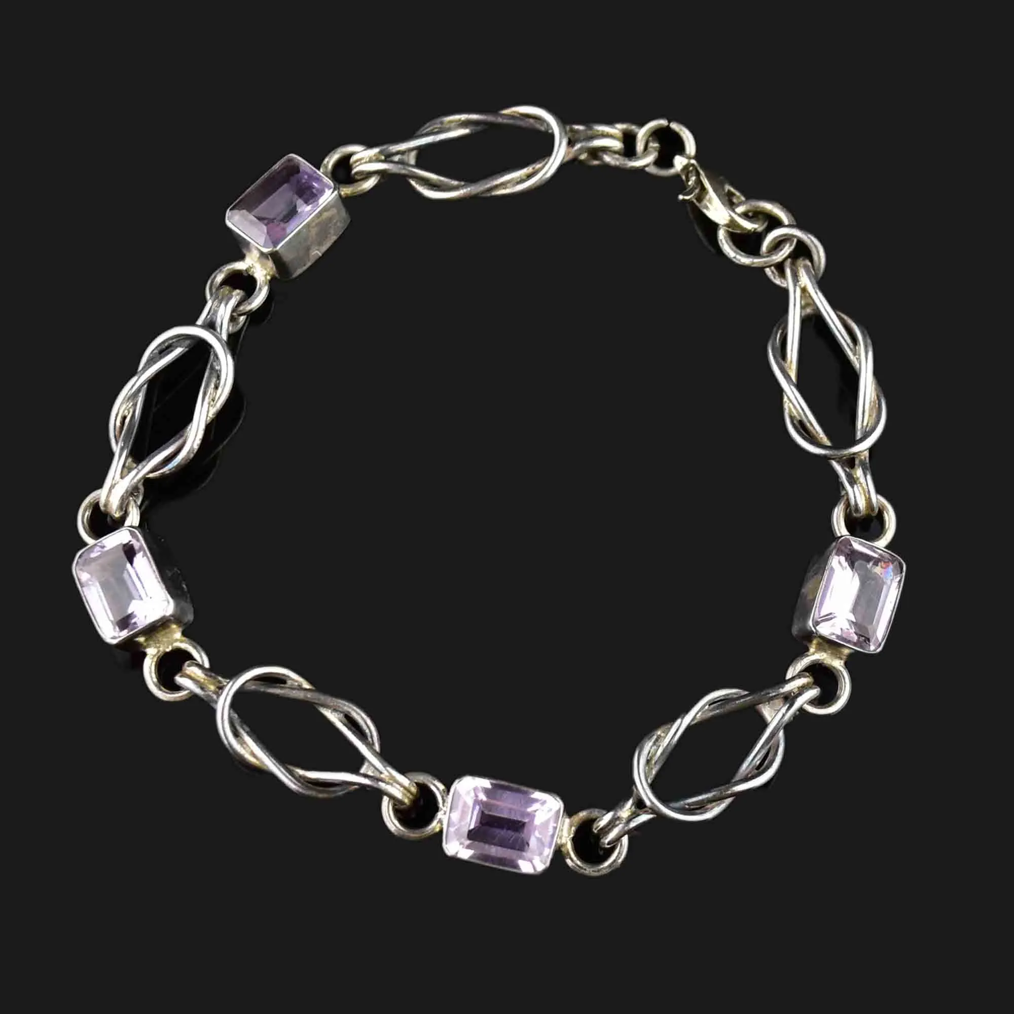 Vintage Amethyst Silver Love Knot Bracelet