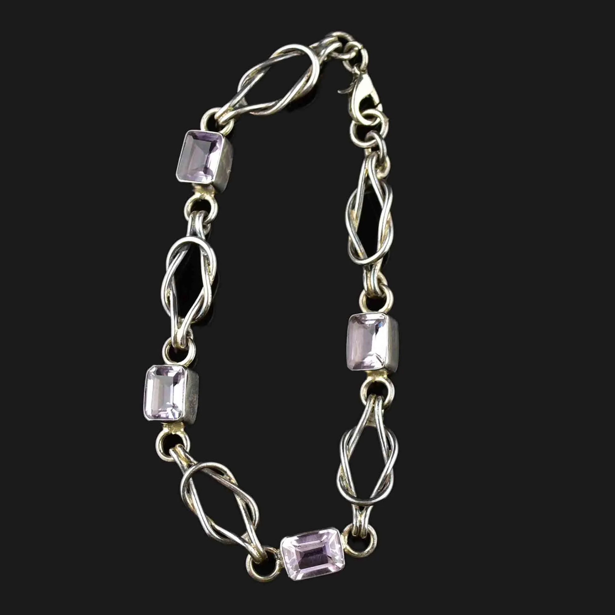 Vintage Amethyst Silver Love Knot Bracelet