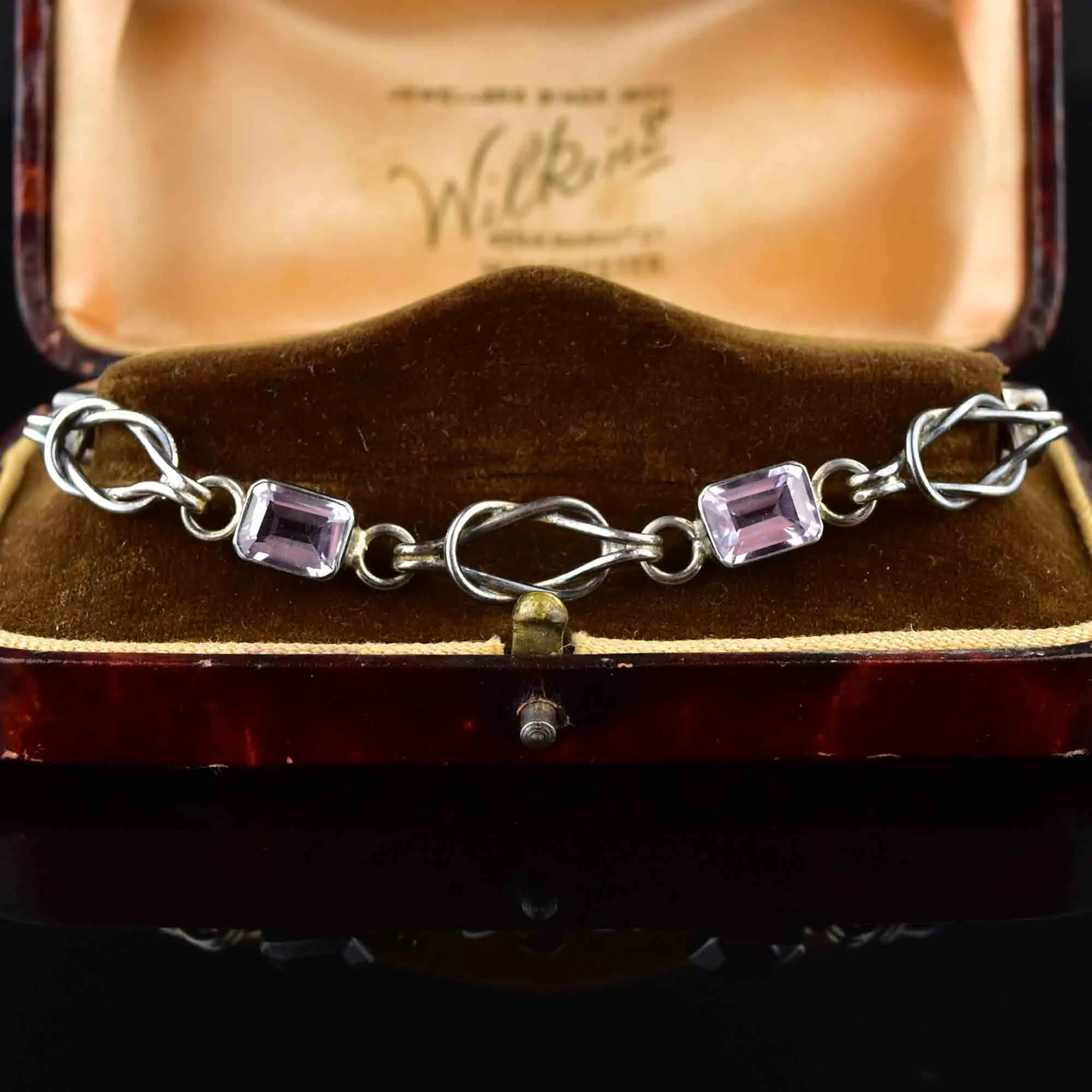 Vintage Amethyst Silver Love Knot Bracelet