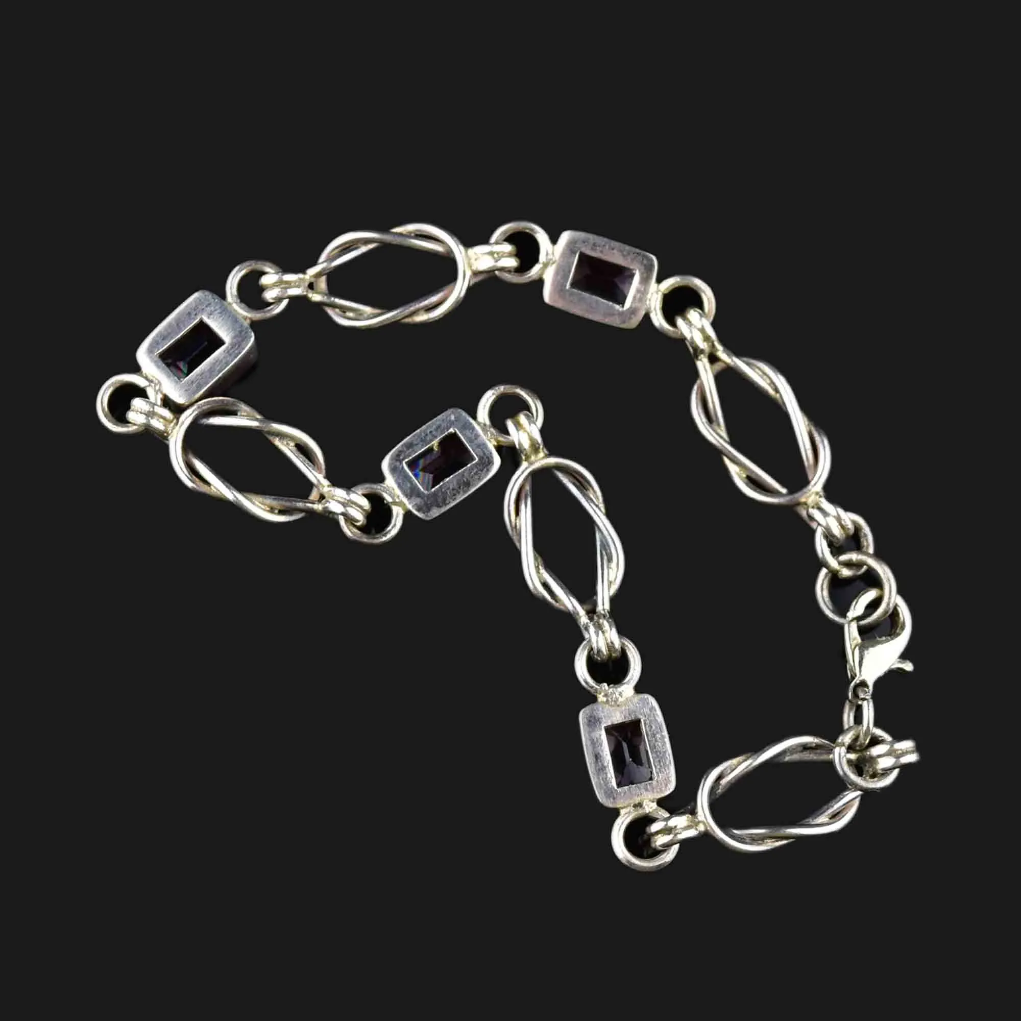 Vintage Amethyst Silver Love Knot Bracelet