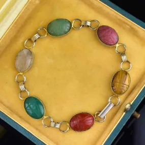 Stunning Vintage Scarab Beetle Charm Bracelet - Timeless & Unique