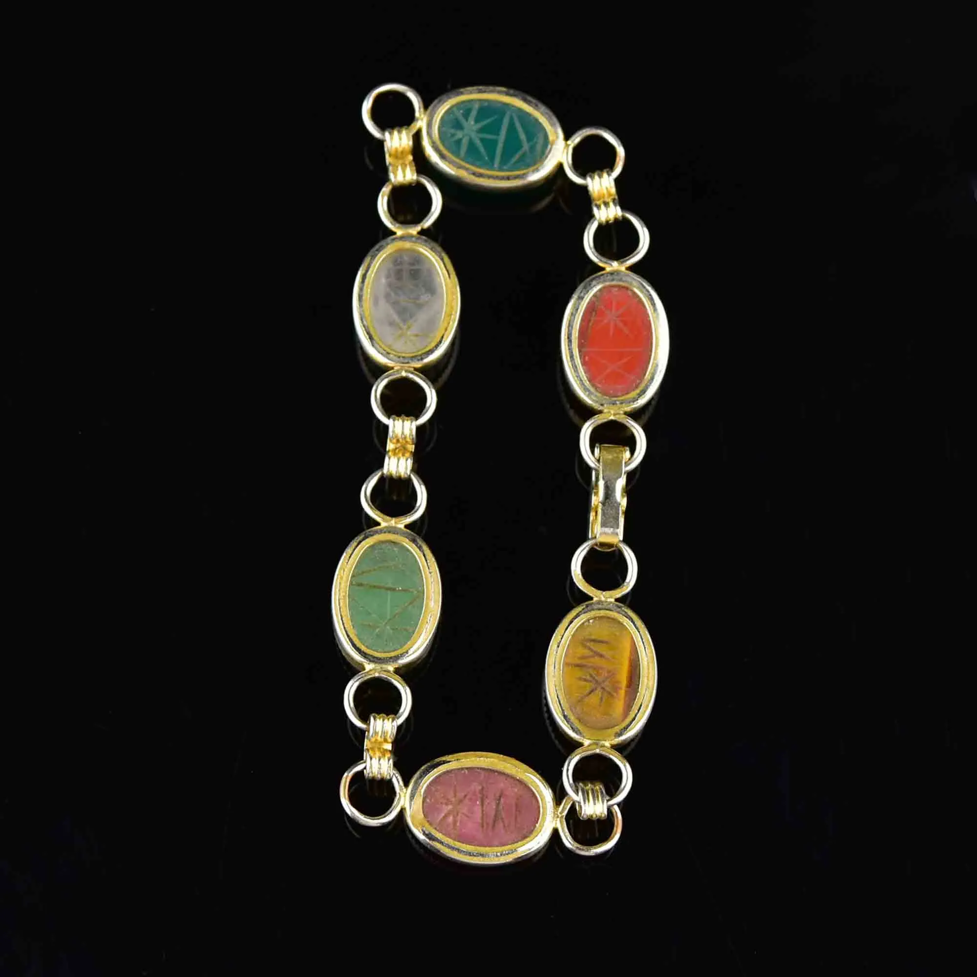 Stunning Vintage Scarab Beetle Charm Bracelet - Timeless & Unique