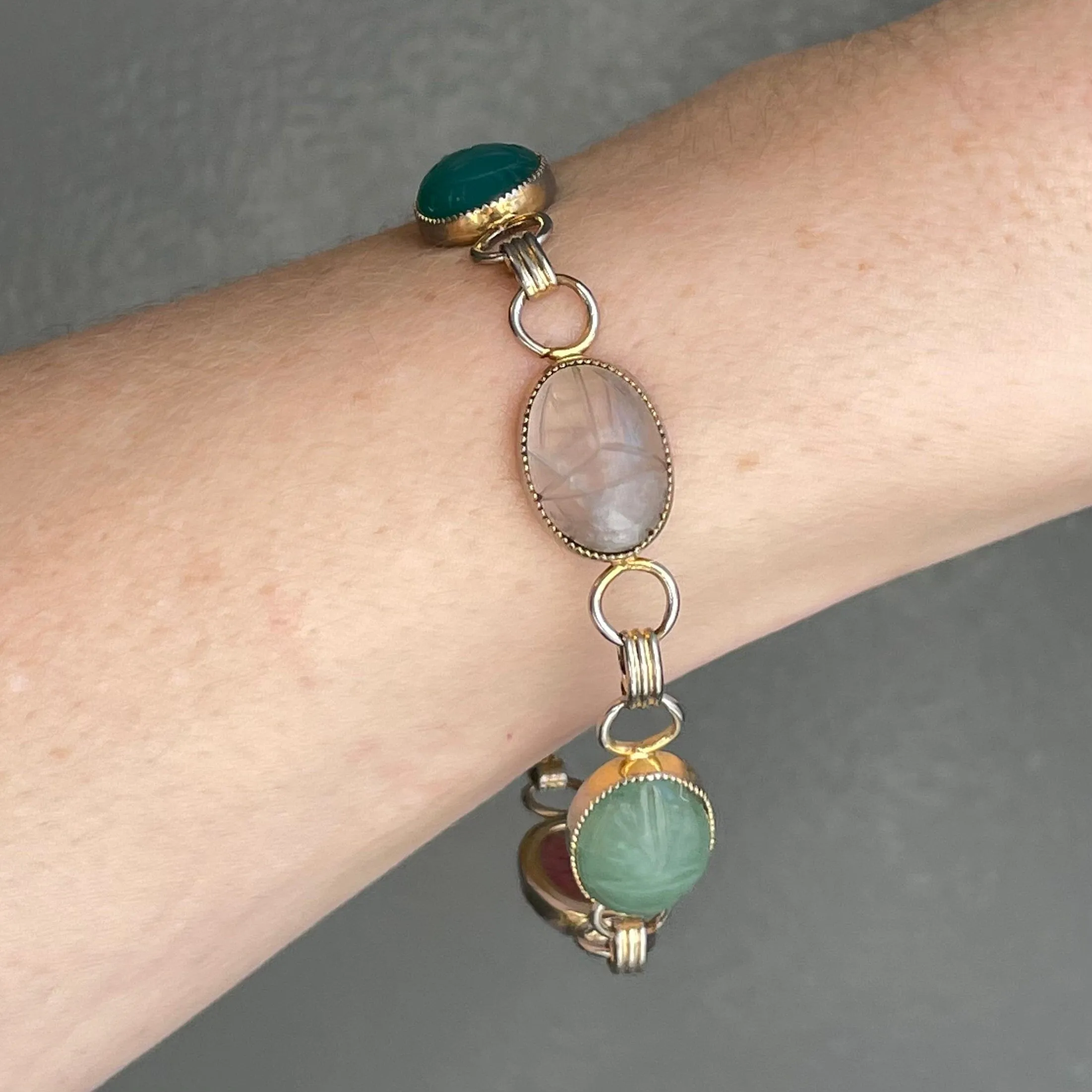 Stunning Vintage Scarab Beetle Charm Bracelet - Timeless & Unique