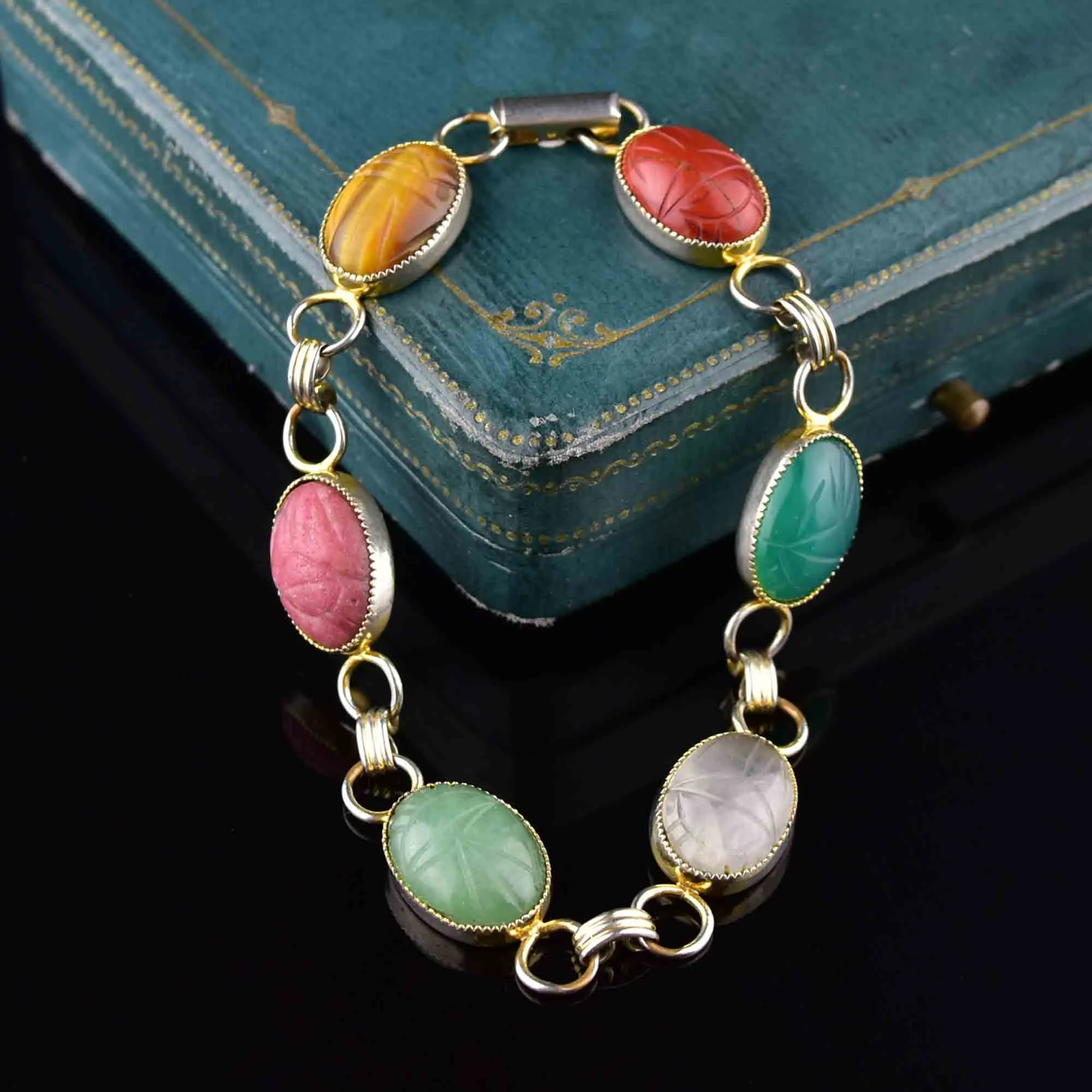 Stunning Vintage Scarab Beetle Charm Bracelet - Timeless & Unique